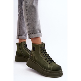 Botines de ante con plataforma enorme Maciejka 06309-24 Oliva verde 5