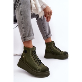 Botines de ante con plataforma enorme Maciejka 06309-24 Oliva verde 9