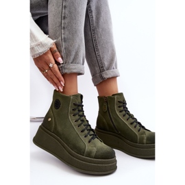Botines de ante con plataforma enorme Maciejka 06309-24 Oliva verde 1