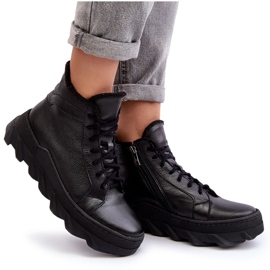 Botas de mujer de piel aisladas con plataforma Negro Lemar Jevette 10