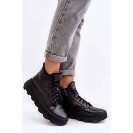 Botas de mujer de piel aisladas con plataforma Negro Lemar Jevette 3