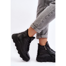 Botas de mujer de piel aisladas con plataforma Negro Lemar Jevette 4