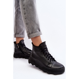 Botas de mujer de piel aisladas con plataforma Negro Lemar Jevette 6