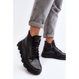 Botas de mujer de piel aisladas con plataforma Negro Lemar Jevette 7