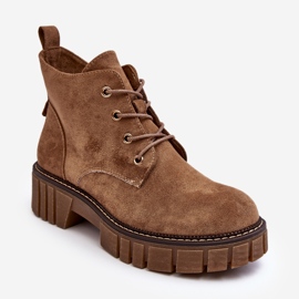 Sergio Leone Botines con cordones y aislamiento de ante, Beige oscuro, Bjorg 1