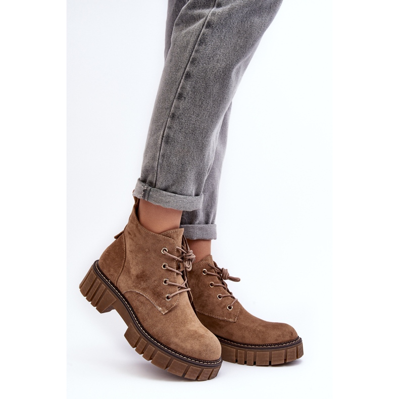 Sergio Leone Botines con cordones y aislamiento de ante, Beige oscuro, Bjorg 2