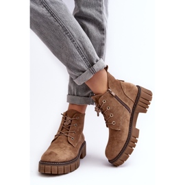 Sergio Leone Botines con cordones y aislamiento de ante, Beige oscuro, Bjorg 4