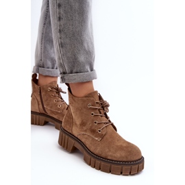 Sergio Leone Botines con cordones y aislamiento de ante, Beige oscuro, Bjorg 6