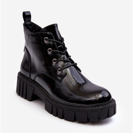 Sergio Leone Botines con cordones y aislamiento de charol Negro Bjorg 2