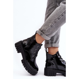 Sergio Leone Botines con cordones y aislamiento de charol Negro Bjorg 4