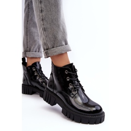 Sergio Leone Botines con cordones y aislamiento de charol Negro Bjorg 6