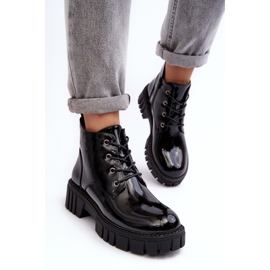 Sergio Leone Botines con cordones y aislamiento de charol Negro Bjorg 7