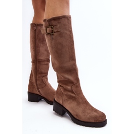 Botas Planas Mujer Ante Beige Saranai 5