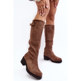 Botas Planas Mujer Ante Beige Saranai 6