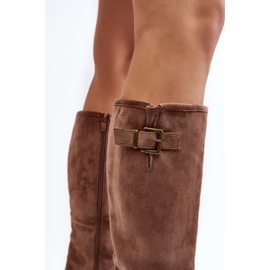 Botas Planas Mujer Ante Beige Saranai 7