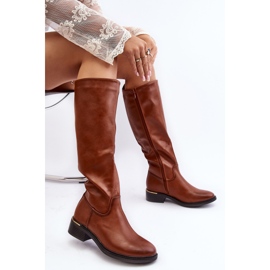 Botas planas por encima de la rodilla para mujer marrón Aviare 2