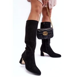 Seastar Botas de ante por encima de la rodilla con tacones altos negros 4