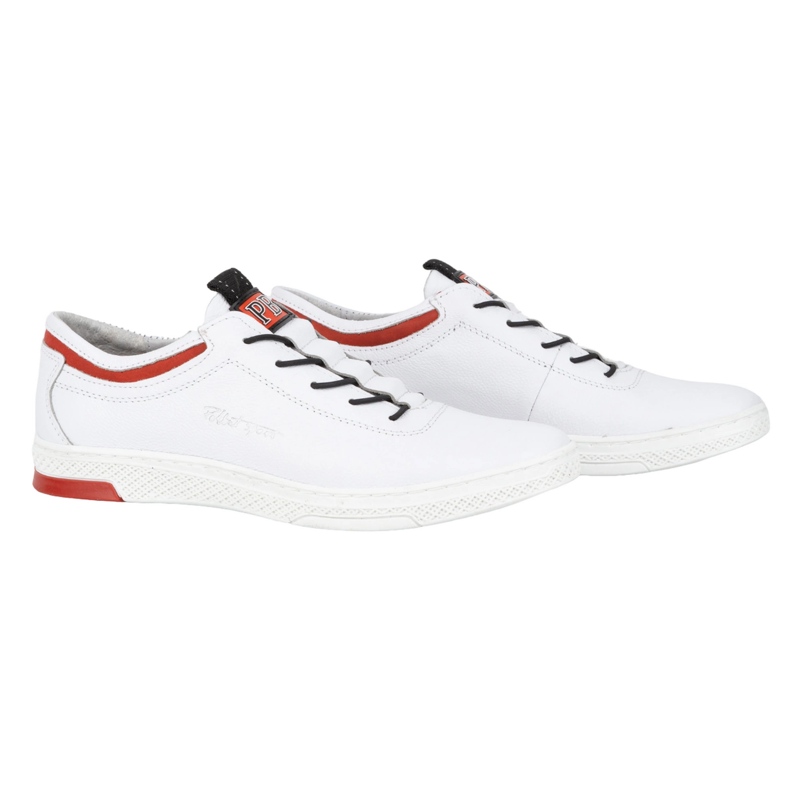 Polbut Deportivas casual hombre piel K23, blanco con rojo 2 Polbut Deportivas casual hombre piel K23, blanco con rojo 2