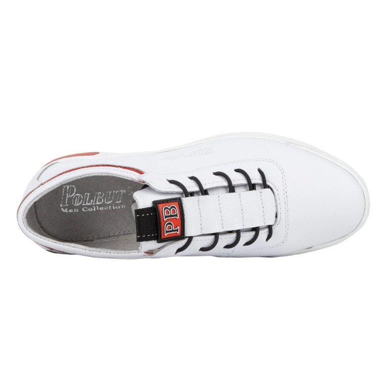 Polbut Deportivas casual hombre piel K23, blanco con rojo 5