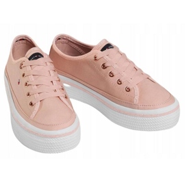 Tommy Hilfiger Zapatillas con plataforma plana y detalle de purpurina W FW0FW05013 rosado 2