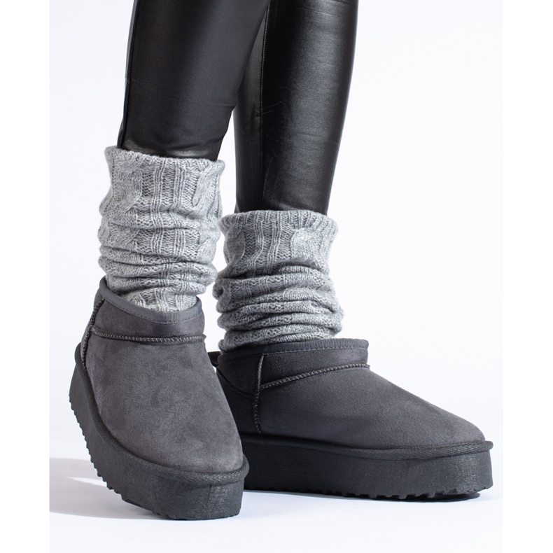 Botas de nieve de plataforma corta Shelovet grises 1 Botas de nieve de plataforma corta Shelovet grises 1