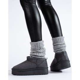 Botas de nieve de plataforma corta Shelovet grises 3