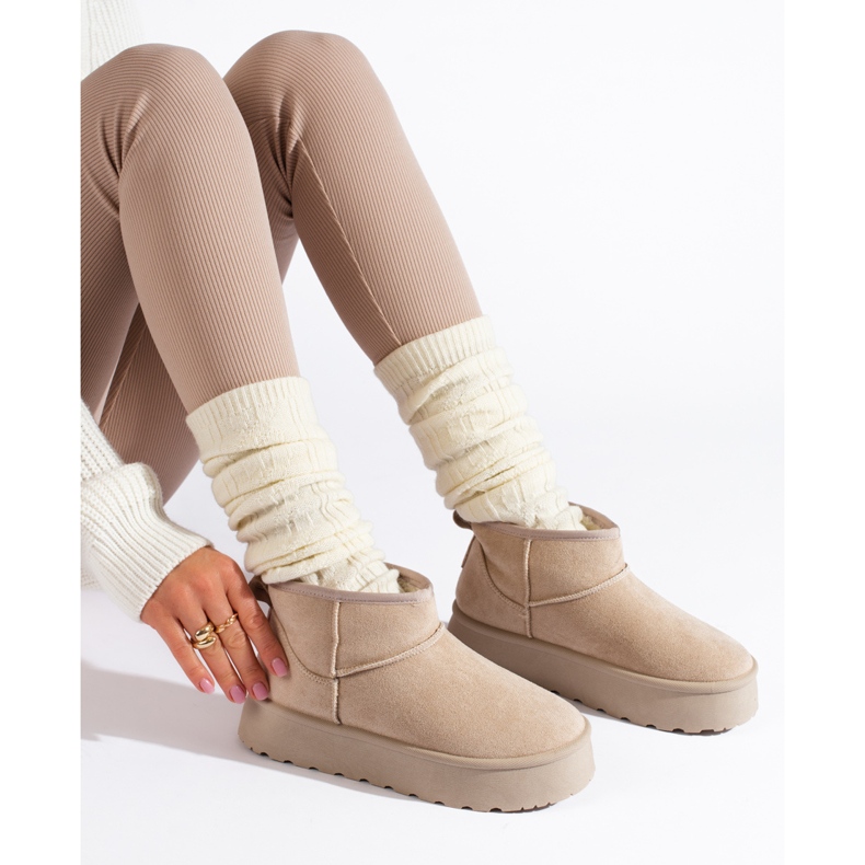Botas de nieve cortas de mujer Shelovet beige 1