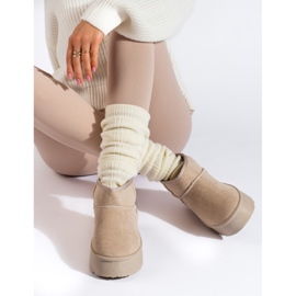 Botas de nieve cortas de mujer Shelovet beige 3