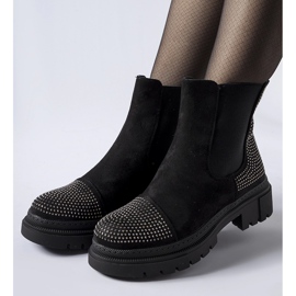 Botines negros con circonitas Grinzane de ante ecológico 1