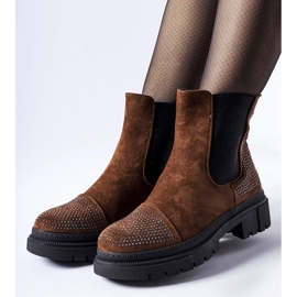 Botas marrones con circonitas de ante ecológico de Grinzane marrón 1