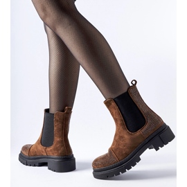 Botas marrones con circonitas de ante ecológico de Grinzane marrón 2