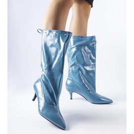 Botas Clinton azules con tacón bajo. 1