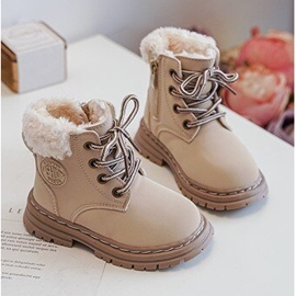 Botas Trapper Infantil con Cremallera y Piel de Cordero Beige Marialee 3