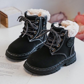 Botas Trapper Infantiles con Cremallera y Piel de Oveja, Negra Marialee negro 4