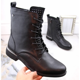 Botas de mujer de piel con circonitas, aislantes negras, Filippo DBT4747 negro 1 Botas de mujer de piel con circonitas, aislantes negras, Filippo DBT4747 negro 1