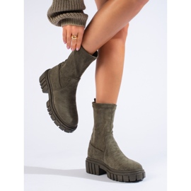 Botines de mujer Shelovet de ante verde oscuro 1