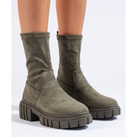 Botines de mujer Shelovet de ante verde oscuro 2
