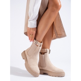 Botines de ante beige con hebilla Shelovet 1