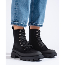 Botines Shelovet de ante con cordones negros 2