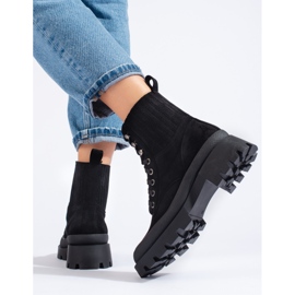 Botines Shelovet de ante con cordones negros 3