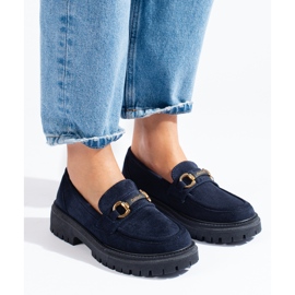 Mocasines de mujer Shelovet de ante azul marino 2