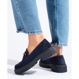 Mocasines de mujer Shelovet de ante azul marino 3