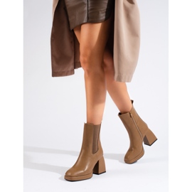 Botas Chelsea de mujer Shelovet en marrón con tacón ancho 1