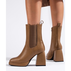 Botas Chelsea de mujer Shelovet en marrón con tacón ancho 3