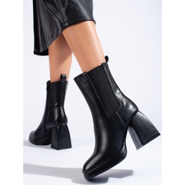 Botines de mujer con tacón ancho, negro Shelovet 2