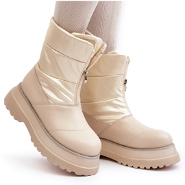 Botas De Nieve De Mujer Con Suela Gruesa Y Cremallera GOE MM2N4079 Beige 11