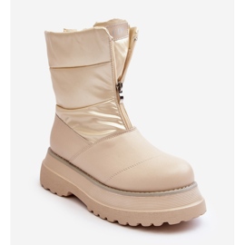 Botas De Nieve De Mujer Con Suela Gruesa Y Cremallera GOE MM2N4079 Beige 3
