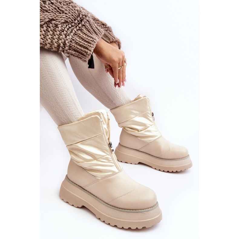 Botas De Nieve De Mujer Con Suela Gruesa Y Cremallera GOE MM2N4079 Beige 1
