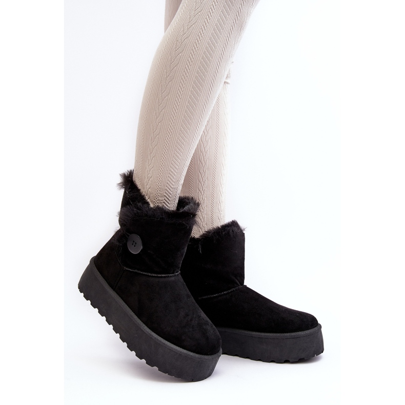 Botas de nieve de mujer con plataforma y pelo negro Vikas 2 Botas de nieve de mujer con plataforma y pelo negro Vikas 2