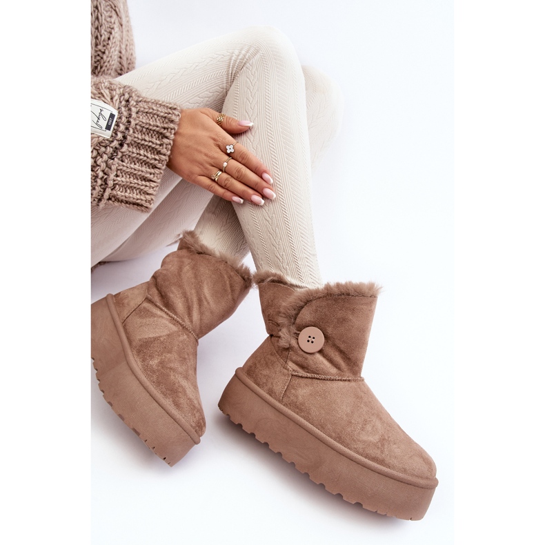Botas de nieve con plataforma y pelo para mujer, color beige Vikas 1